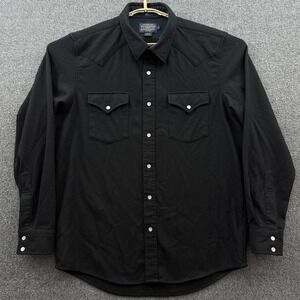 Pendleton Shirt Mens Large Black Canyon Wool Pearl Snap Western Long Sleeve